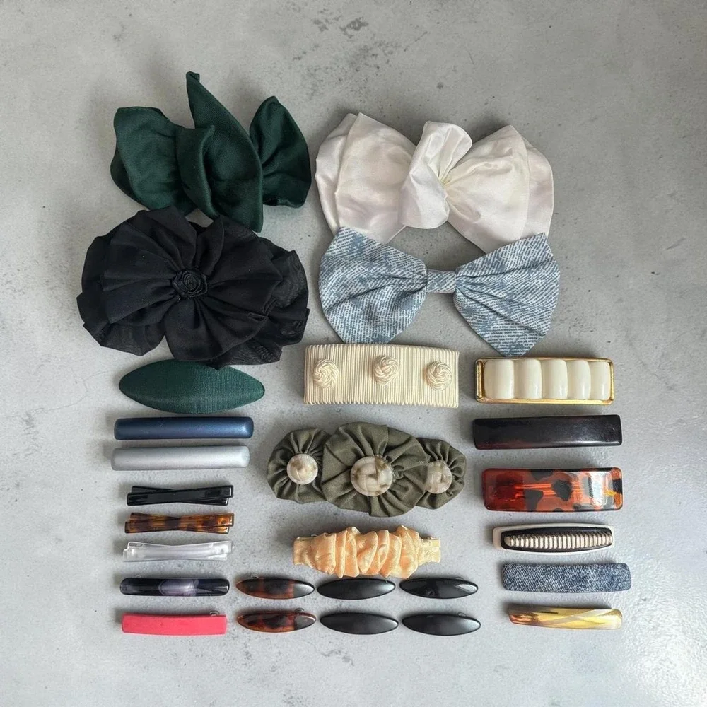 Vintage to Now Hair Accessories Lot of 27 Y2K 90s Fabric Bows Clips Barrettes